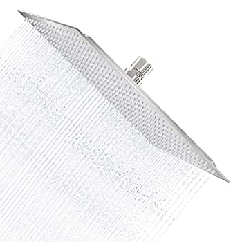 【中古】【輸入品・未使用】Derpras 16 Inch Square Rain Shower Head%ｶﾝﾏ% 304 Stainless Steel%ｶﾝﾏ% Ultra Thin High Pressure Bathroom Rainfall Showerhead (Brushed Ni