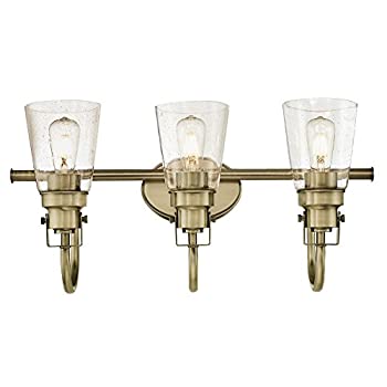 【中古】【インポート品・未当てはめる】Westinghouse 6334000?Ashton three-lightインドア壁物の具、アンティーク金管楽器大成withシードクリアガラス