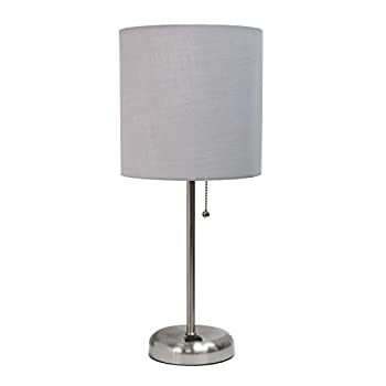 【中古】【輸入品・未使用】Limelights LT2024-PRPブラッシングスチールランプ 充電コンセントとファブリックシェード、パープル付き。 19.29 グレー LT2024-GRY 1