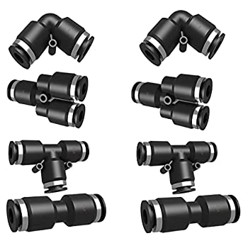 【中古】【輸入品・未使用】ユタ空圧プッシュに接続エア継手1?/ 4?%ﾀﾞﾌﾞﾙｸｫｰﾃ% OD 8pcsコンボキット2?Y Spliter 2?Tee 2エルボ2ストレート継手プラスチックのチューブ接続プ｜ムジカ＆フェリーチェ店