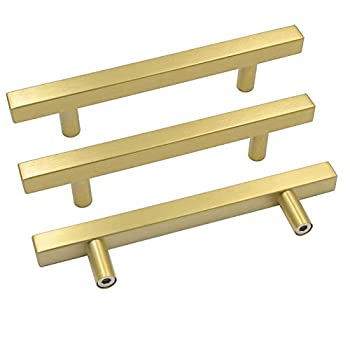 【中古】【輸入品・未使用】ゴールドキャビネットPullsキッチンハードウェア引き出しプルノブ???goldenwarm ls1212gd Square TバーBrushed真鍮キャビネットドアハンドルステ｜ムジカ＆フェリーチェ店