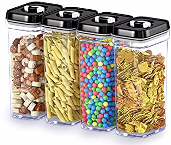 【中古】【インポート品・未当て嵌める】DWELLZA KITCHEN 蓋付き添い人気密食料雑貨類保護すること入れもの ? 4天下太平書き割り/全く同じ大きさ ? 中度合いの気密澄み切ったプラスチックパントリー\u0026勝手もと容れもの チッ