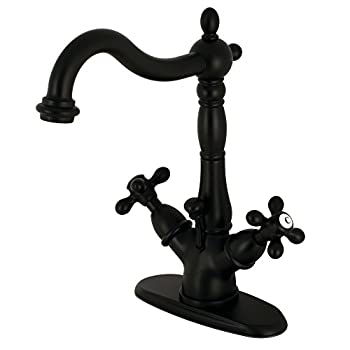 【中古】【インポート品・未当て嵌める】キングストン金管楽器ks1430ax Heritage 4in真っただ中仕かける洗面所水道の栓、6???1?/ 2inで注ぎ口Reach、引っ敷き黒いこと その他-インテリア・寝具・収納
