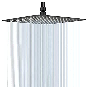 【中古】【輸入品・未使用】GGStudy 16 Inch Square Stainless Steel Shower Head Rain Style Shower Head Oil Rubbed Bronze(Black) 141［並行輸入］