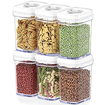 【中古】【輸入品・未使用】DWELLZA KITCHEN 密閉食品保存容器 蓋付き ? 6個セット ? 気密キッチンコンテナ パントリー整理と収納 ? クリアプラスチックBPAフリー ? 食品を