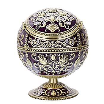 【中古】【輸入品・未使用】LAUYOO 防風灰皿 蓋付き タバコ 金属製 ポータブル 葉巻灰皿 臭い除去器 屋内 屋外 手刻印 ローズパターン スパークルファンシーギフト メンズ｜ムジカ＆フェリーチェ店