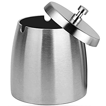 【中古】【輸入品・未使用】OILP アウトドア灰皿 タバコ用蓋付き ステンレススチール 防風/防雨灰皿 屋外のテーブル用 (XL)