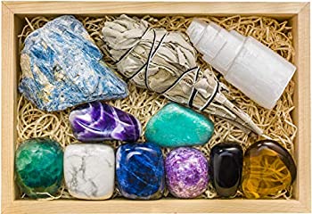 【中古】【輸入品・未使用】Crystalya プレミアムグレード クリスタルとヒーリングストーン リラクゼーション/ストレス/不安解消/木製ボックスで睡眠 - アメジスト レピドラ