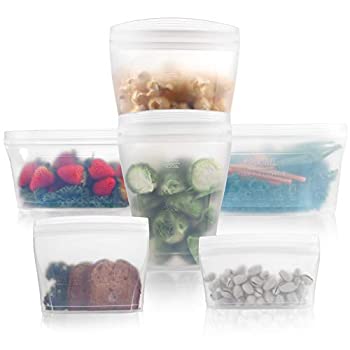 【中古】【輸入品・未使用】再利用可能な食品容器 シリコンバッグ フルセット6 カップ2 皿2 バッグ2個 ジップコンテナストレージ 100%シリコン再利用可能食品バッグ スタン