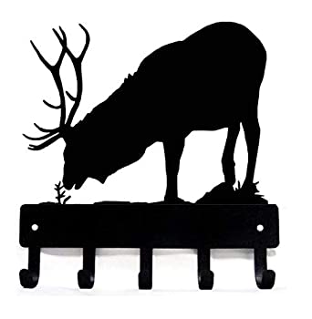 【中古】【輸入品・未使用】The Metal Peddler ヘラジカの枝角 キーラックハンガー Small 6 inch wide ブラック KR-Elk-bull-SM