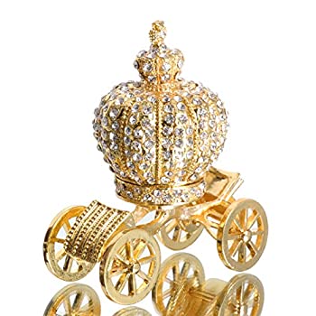【中古】【輸入品・未使用】Waltz&F ゴールデンダイヤモンド パンプキンキャリッジメタルリング ジュエリーホルダー ヒンジ付き小物ボックス テーブルセンターピース装飾|ムジカ&フェリーチェ店