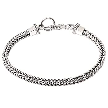 【中古】【輸入品・未使用】Novica。925スターリングシルバーメンズチェーンブレスレット、8?%ﾀﾞﾌﾞﾙｸｫｰﾃ% with Toggle Clasp、ドラゴン' Braid '