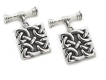 【中古】【輸入品・未使用】正方形ケルトノットチェーンとバーCufflinksスターリングシルバーカフリンク｜ムジカ＆フェリーチェ店