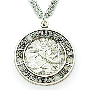 【中古】【輸入品・未使用】Sterling Silver Catholic Patron Saint Christopher Medal for Men%ｶﾝﾏ% 2.5cm