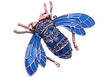 【中古】【輸入品・未使用】アリランローズ銅トーンサファイアブルー色付きラインストーンBeetle Beeブローチピン