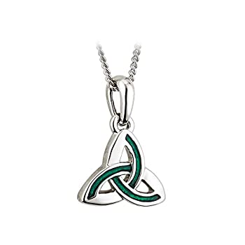 【中古】【輸入品・未使用】Irish Trinity Knotネックレスロジウムメッキ&グリーンエナメル｜ムジカ＆フェリーチェ店