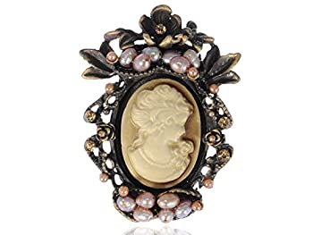 【中古】【輸入品・未使用】アリランアンティークゴールド調ピーチ人工パールビーズヴィンテージカメオLadyブローチピン 18,996円