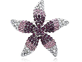 【中古】【インポート品・未当てはめる】アリランWomens Silvery Tone Ombreパープルラインストーン花柄ヒトデ花胸飾りいの一番