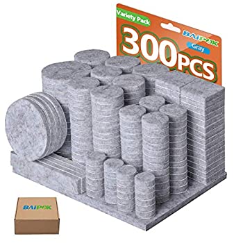 【中古】【インポート品・未当て嵌める】調度品パッド 300枚 割り増し金調度品フェルトパッド (薄墨色) 大静電容量ねばり着くフェルト調度品パッド 傷押しとどめる立ち会い場プロテクター 調度品の脚 硬材床 キャビネッ