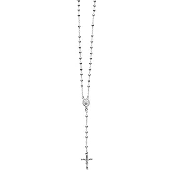 【中古】【インポート品・未当て嵌める】Finejewelers 26in シルバーロジウムロザリオビーズネックレス