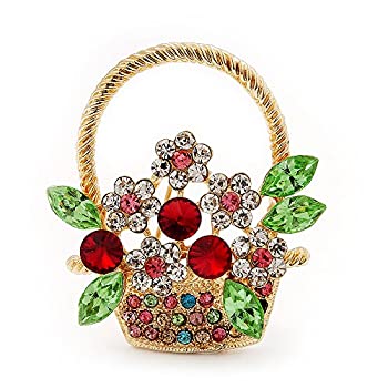 【中古】【輸入品・未使用】Multicolouredディアマンテ' Basket with Flowers 'ブローチでゴールドメッキメタル｜ムジカ＆フェリーチェ店