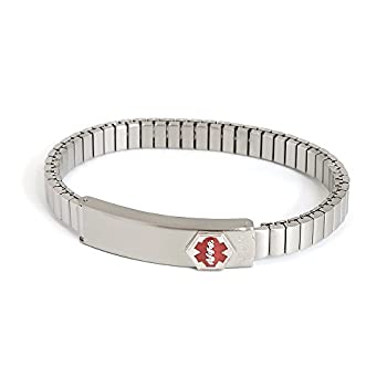 【中古】【輸入品・未使用】Ladies 'ステンレススチールMedilog IDブレスレットwithコンパートメントPlaque & Twist O Flex Expansion Band???ゴールドとシルバートーン