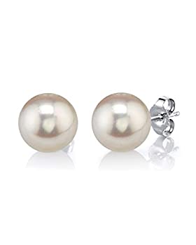【中古】【インポート品・未当てはめる】The Pearl Source レディーズ 備え付けるフレッシュウォーターボールスタッド真珠のイヤリング 白金 9.0粍