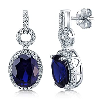 【中古】【輸入品・未使用】BERRICLEロジウムメッキスターリングシルバーオーバルカットキュービックジルコニアCZ Haloダングルドロップイヤリング