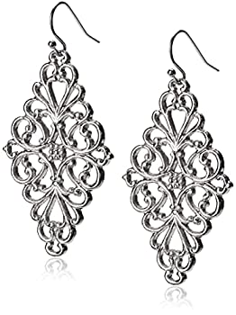 【中古】【輸入品・未使用】1928 Jewelry フィリグリーダイヤモンドシェイプドロップイヤリング|ムジカ&フェリーチェ店
