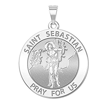 【中古】【輸入品・未使用】PicturesOnGold.com 聖セバスチャン 宗教メダル - 3/4インチ スターリングシルバー ニッケルのサイズ
