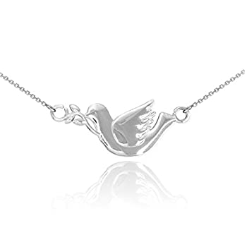 【中古】【輸入品・未使用】High Polish 925スターリングシルバーPeace Dove withオリーブブランチペンダントネックレス シルバー