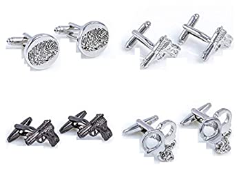 【中古】【輸入品・未使用】MRCUFF Police カフスボタン 4組 ギフトボックス&磨き布付き