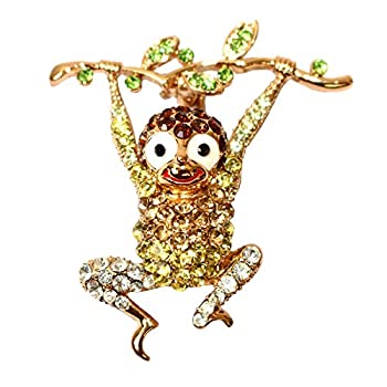 【中古】【輸入品・未使用】Navachiイエロークリスタル18?KゴールドメッキMonkey az7305bブローチピン