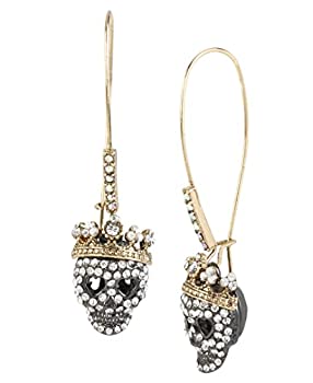 【中古】【輸入品・未使用】[ベッツィ・ジョンソン]Betsey Johnson%ﾀﾞﾌﾞﾙｸｫｰﾃ%Dark Shadows%ﾀﾞﾌﾞﾙｸｫｰﾃ% Pave Skull Long Drop Earrings ジュエリー [並行輸入品]