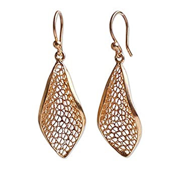 【中古】【輸入品・未使用】NOVICA 21Kイエローゴールドメッキ .925スターリングシルバー フィリグリーダングルピアス 新興