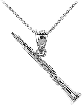 【中古】【輸入品・未使用】925スターリングシルバー ミュージックチャーム クラリネットペンダントネックレス シルバー