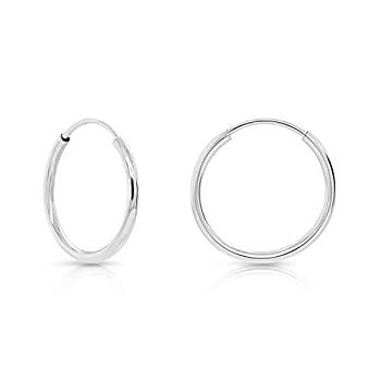 【中古】【輸入品・未使用】14Kホワイトゴールドラウンド型フープピアス 10～18mm
