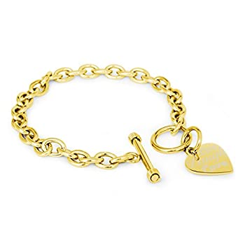 【中古】【輸入品・未使用】Live Laugh Love刻印ハートチャームブレスレット ネックレス ステンレススチール