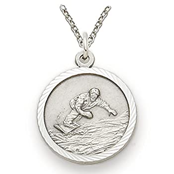 【中古】【輸入品・未使用】スターリングシルバースノーボードスポーツMedal with Saint Christopherバック、3?/ 4インチ