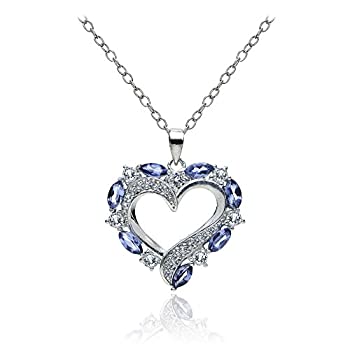 【中古】【輸入品・未使用】GemStar USA スターリングシルバー タンザナイト&ホワイトトパーズ オープンハートペンダント