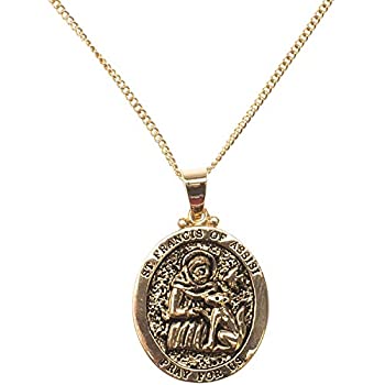 【中古】【輸入品・未使用】ペンダントネックレス 聖フランシスコの祈り 楕円メダル シルバーメッキ チェーン 24インチ