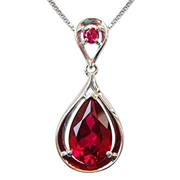 【中古】【輸入品・未使用】Navachi 925スターリングシルバー 18k ホワイトゴールドメッキ 4.5ct 梨型エメラルド ルビー ネックレス ペンダント 18インチ|ムジカ&フェリーチェ店