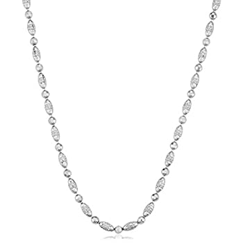 【中古】【輸入品・未使用】Kooljewelry スターリングシルバー ダイヤモンドカット ビーズ ネックレス (2.4 mm、16、18、20、22、24、30、36インチ)