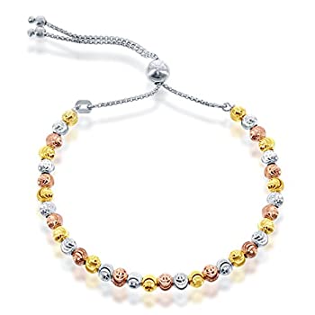 【中古】【輸入品・未使用】Beaux Bijoux 925スターリングシルバー ダイヤモンドカット ムーンビーズ イタリア 調節可能な ボロ ブレスレット｜ムジカ＆フェリーチェ店