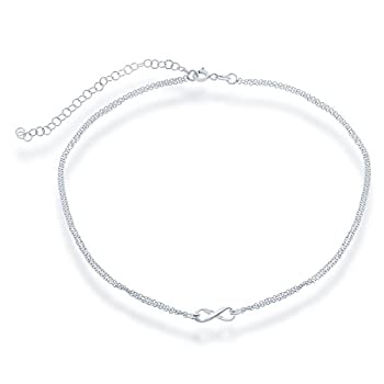 【中古】【輸入品・未使用】Beaux Bijoux Sterling Silver 30cm + 7.6cm Italian Double-Strand Infinity Choker Necklace