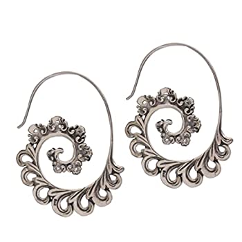 【中古】【輸入品・未使用】NOVICA .925スターリングシルバー ペイズリーハーフフープピアス ペイズリーシダ
