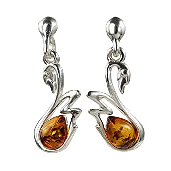 【中古】【輸入品・未使用】スターリングシルバーとBaltic Honey Amberイヤリング%ﾀﾞﾌﾞﾙｸｫｰﾃ%白鳥%ﾀﾞﾌﾞﾙｸｫｰﾃ%