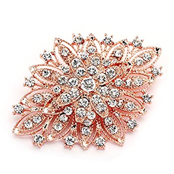 【中古】【輸入品・未使用】Mariell 14KT Rose Gold Plated Vintage Wedding Crystal Bridal Brooch - Stunning Art Deco Blush Tone Pin