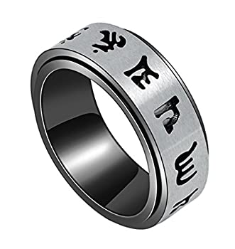 【中古】【輸入品・未使用】ALEXTINA メンズ 8mm ステンレススチールリング 彫刻入り オム・マニ・ペメ・フム スピニングバンド 11,999円