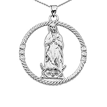【中古】【輸入品・未使用】The Blessed Virgin Maryキュービックジルコニアスターリングシルバーラウンドデザインペンダントネックレス18?%ﾀﾞﾌﾞﾙｸｫｰﾃ%